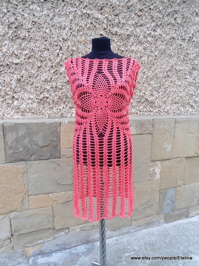 Coral Crochet Women Dress