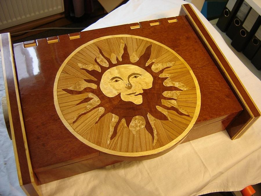 Wooden case with marquetry