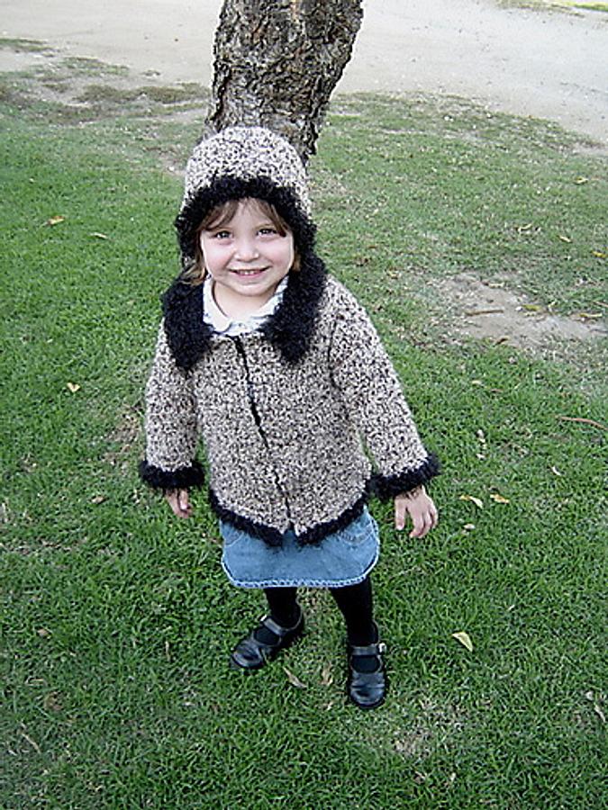 Little Leopard Tunisian Crochet Jacket and Crochet Hat