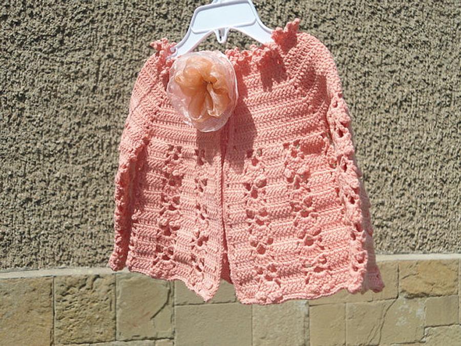 Crochet Baby Vest in Coral, Summer Baby Bolero, Coral Baby Jacket, Baby Summer Clothes, Baby Fashion