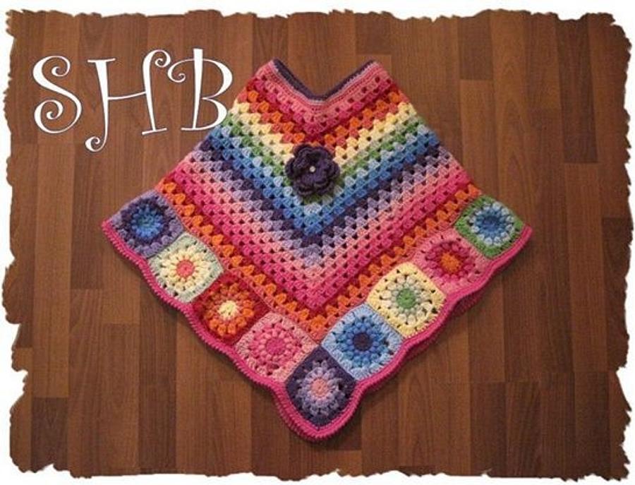 Rainbow Crochet Granny Poncho