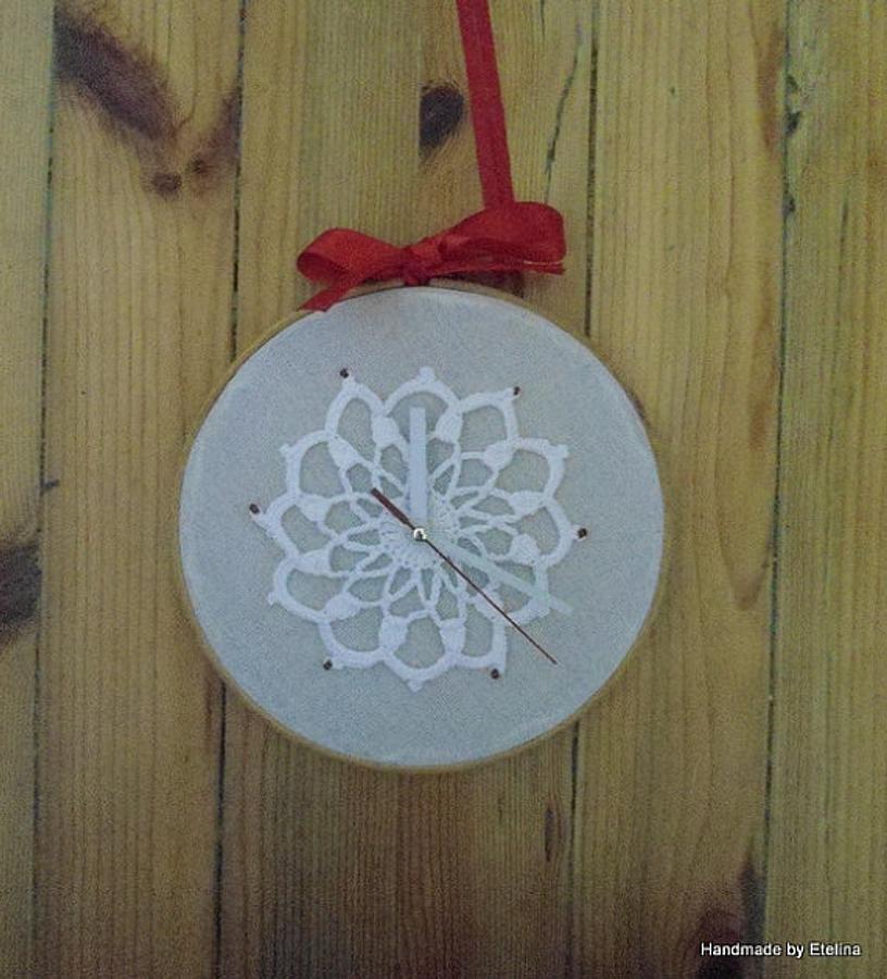 Crochet Clock, Embroidery Hoop Art, Wall House Decoration,Christmas Decorations