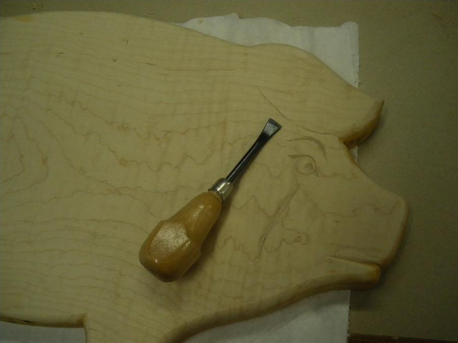 Curly Maple, Carved Pig Cutting Board