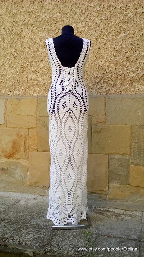 Crochet Wedding Dress, White Lace Dress, Bridal Crochet Dress, Boho Chic Dress