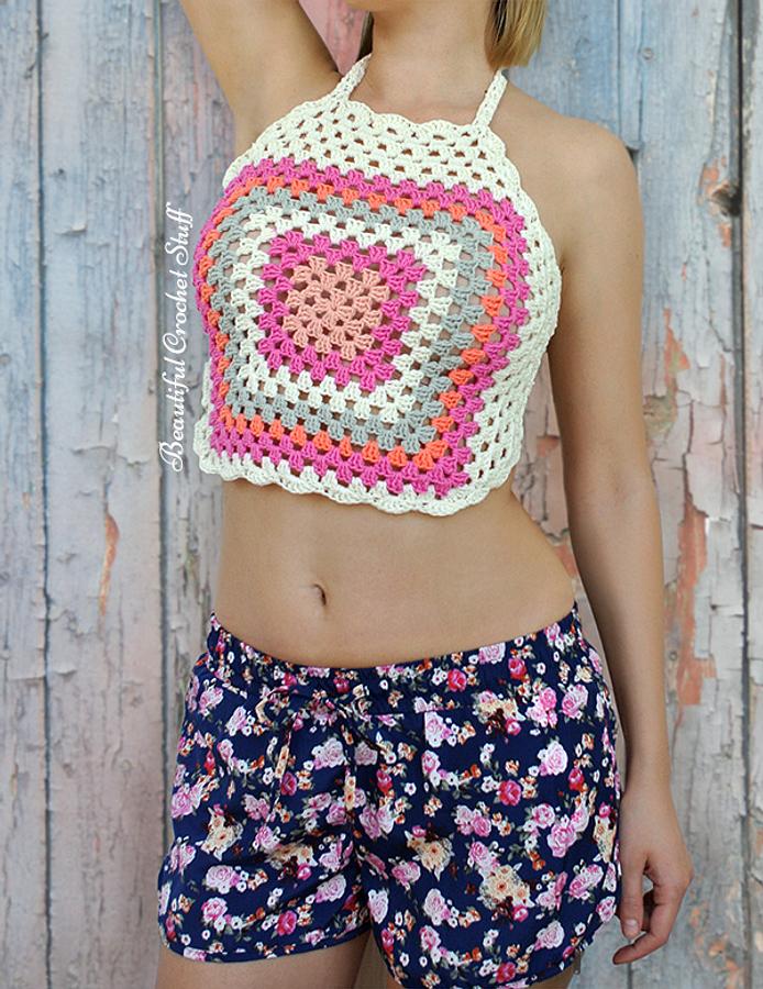 Granny Square Halter Top Free Pattern