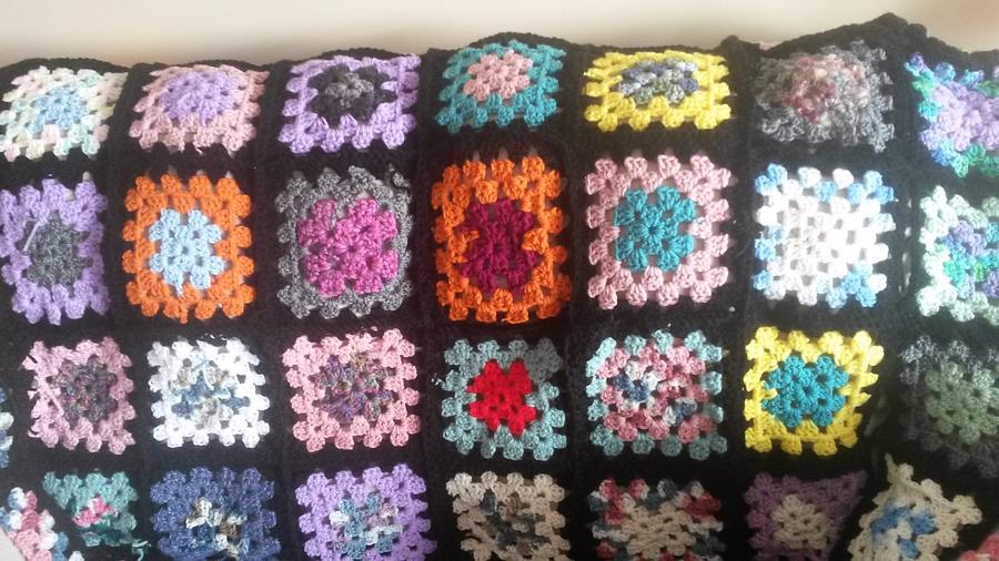 Colorful Striped Afghan and Granny Square Afghan