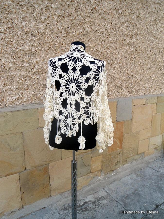 Crochet Wedding Shawl, Bridal Champagne Shawl, Bridesmaid Wrap, Lace Bridesmaid Fashion 