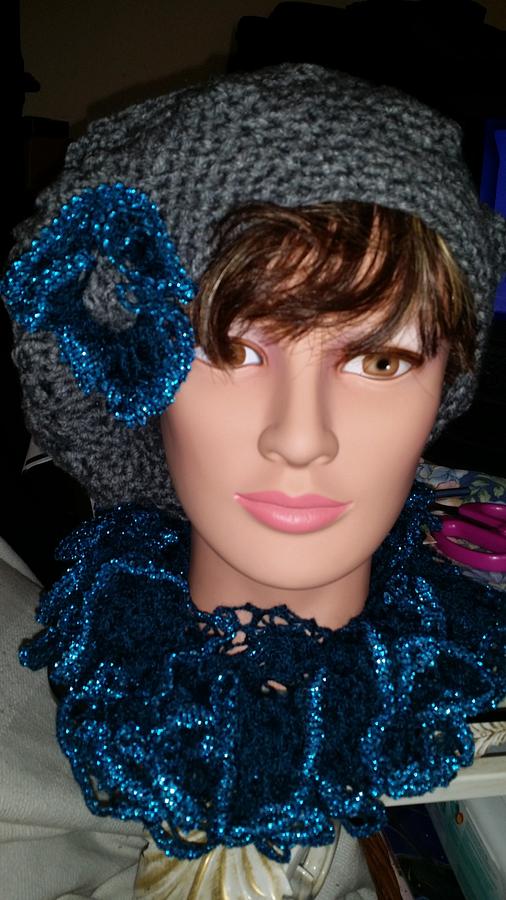 slouch hat with ruffle scarf