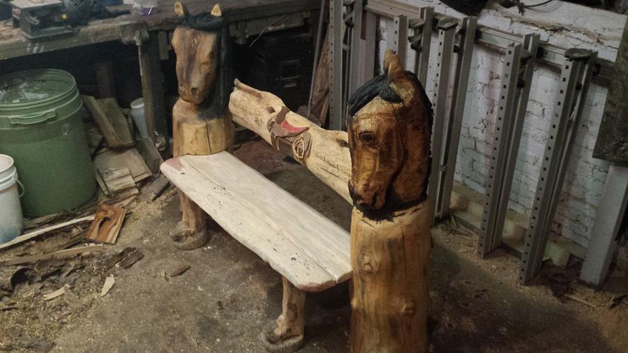 chainsaw carved bench