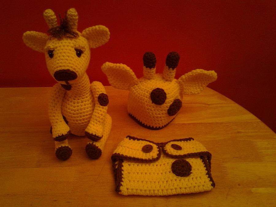 Giraffe Hat & Diaper Cover Set