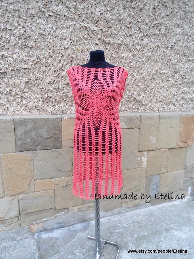 Coral Crochet Women Dress