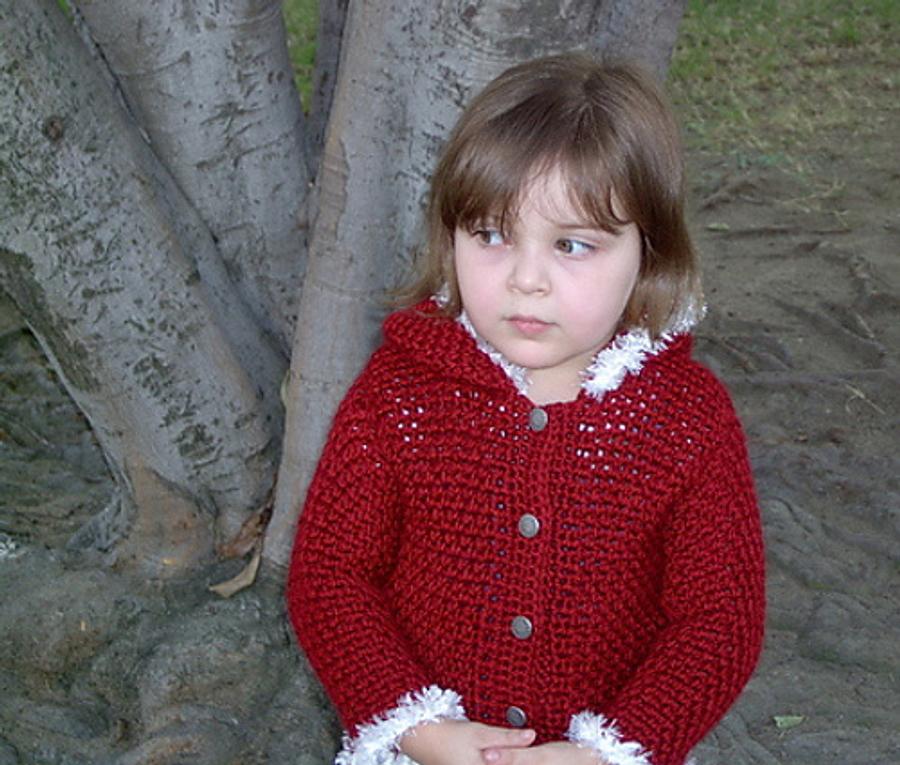 Little Crimson Hooded Crochet Sweater