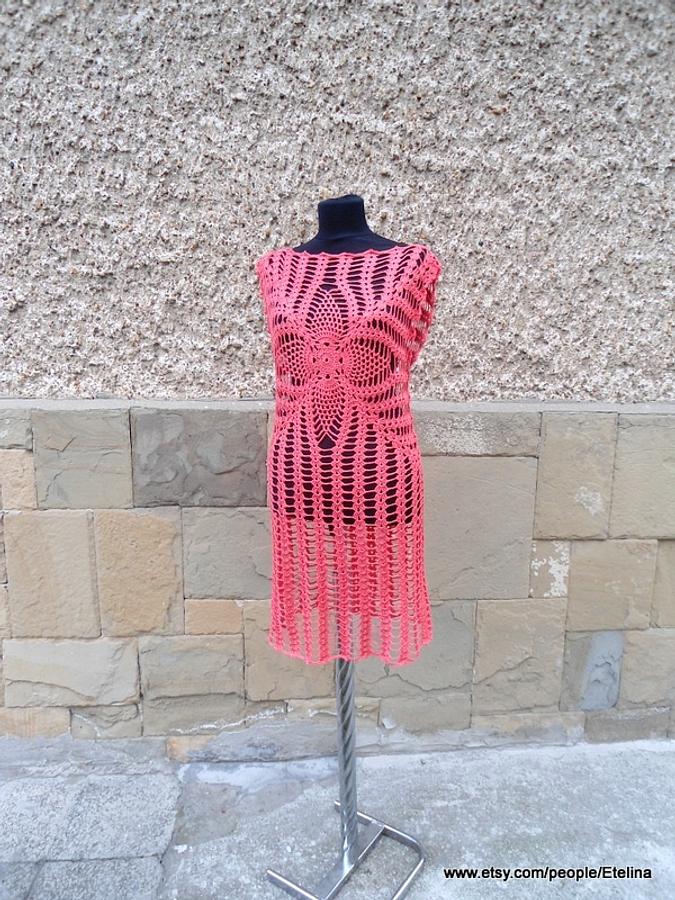 Coral Crochet Women Dress