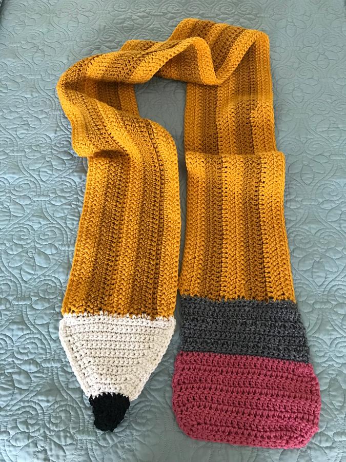 Crocheted pencil scarf