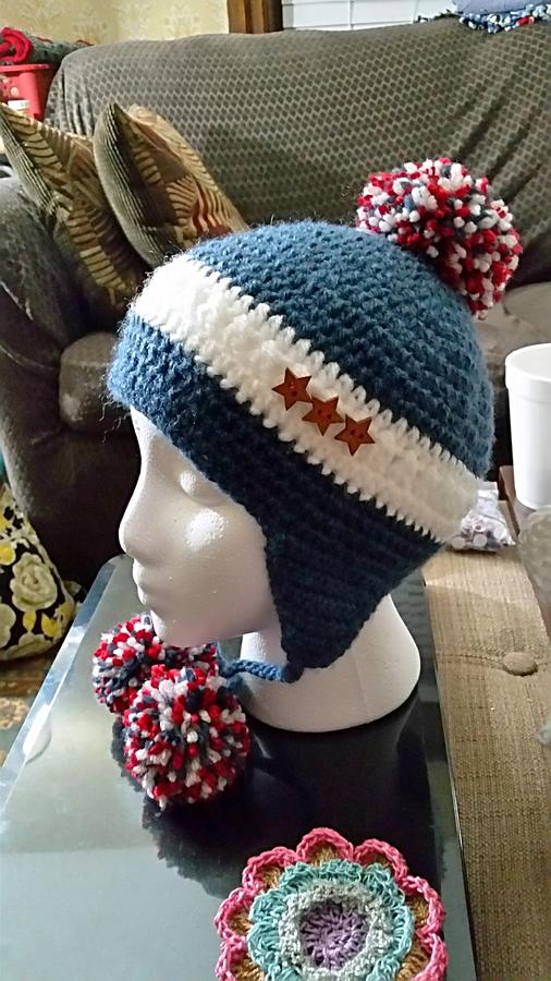 Earflap Beanies with Pompoms