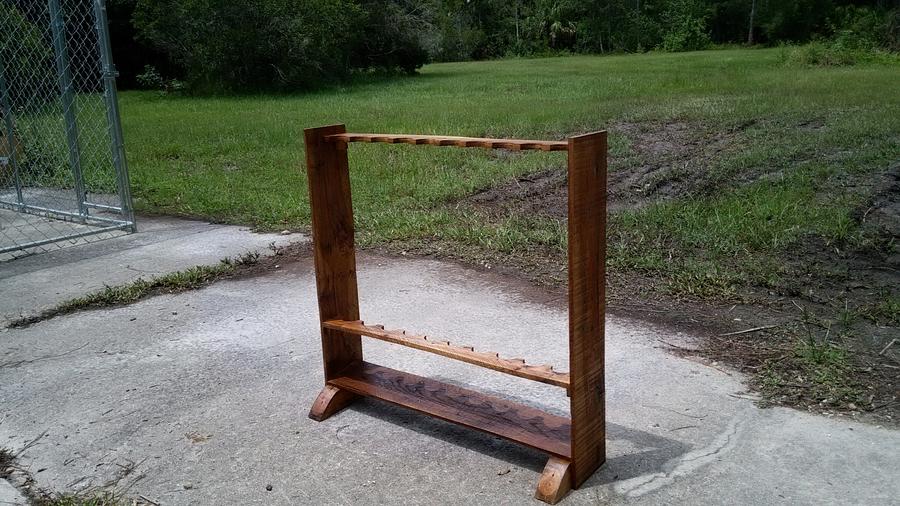 Pallet Wood Hand Carved Fishing Rod Rack
