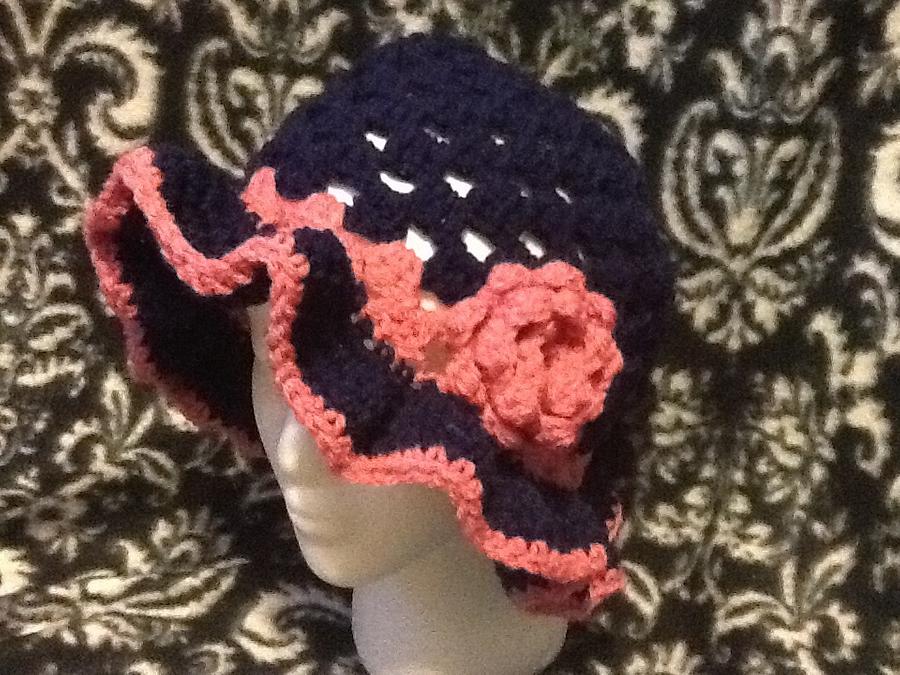 Granny square hat and brim hat with flowers