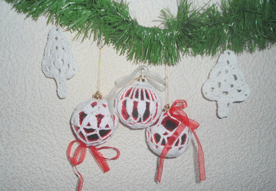 Crocheted Christmas decorations, Сhristmas Balls tree, Balls tree ornaments, New Year Decoration