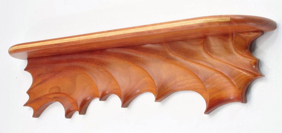 Sculpted Teak Wall Shelf