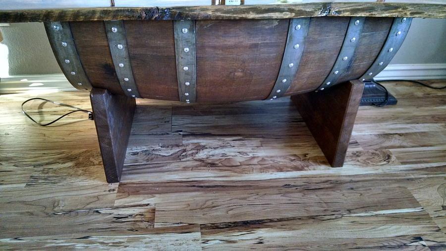 Wine barrel coffeetable with epoxy finish