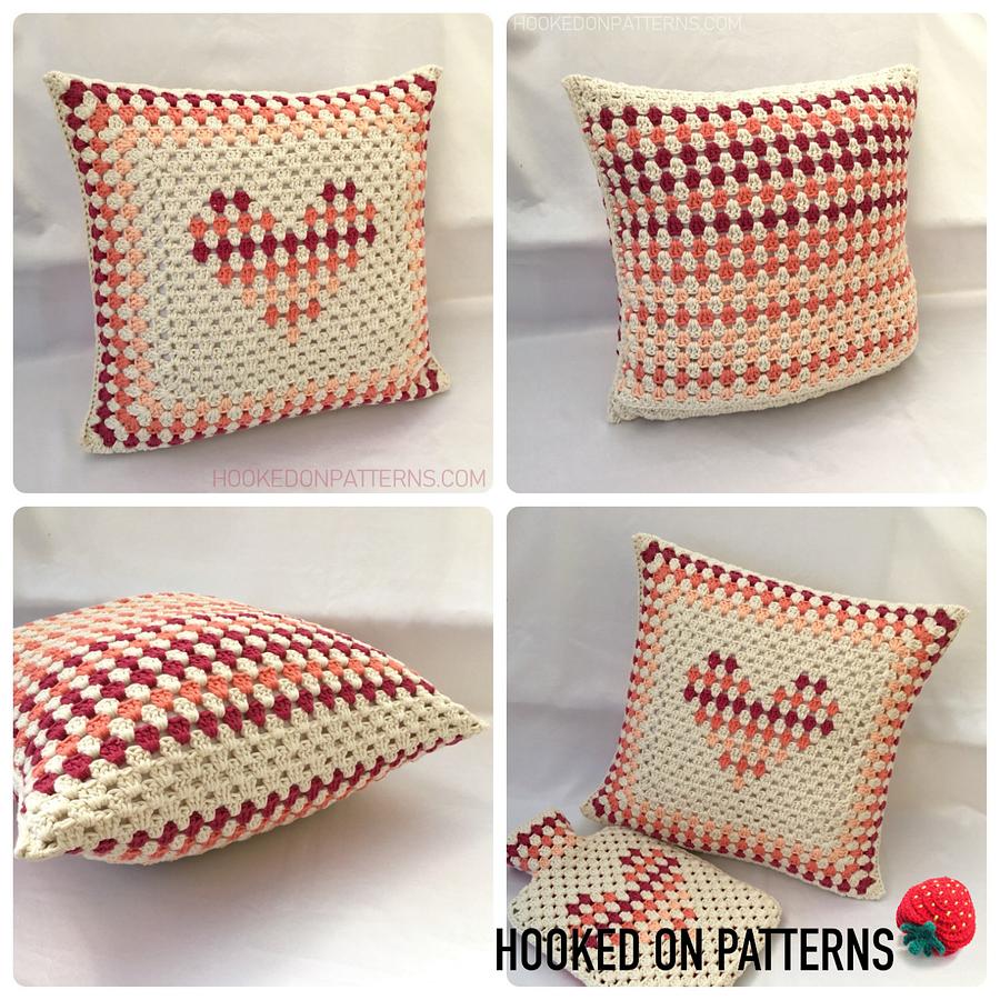 Granny Stripe Heart Cushion Cover