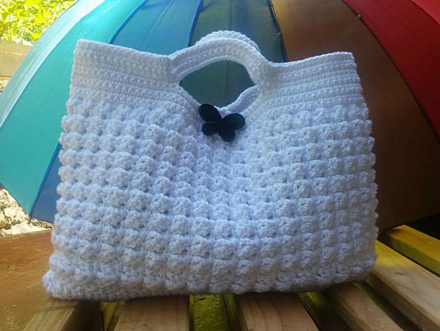 Crochet Bag, White Bag, Crochet Bag, Summer Bag, Cotton Tote, Crochet Handbag, Beach Bag, 