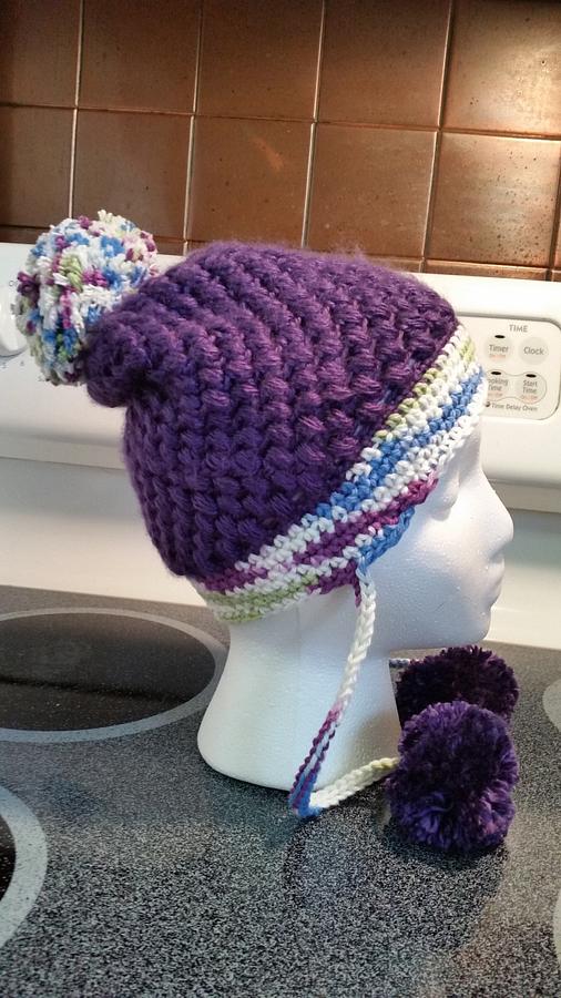 Earflap Beanies with Pompoms