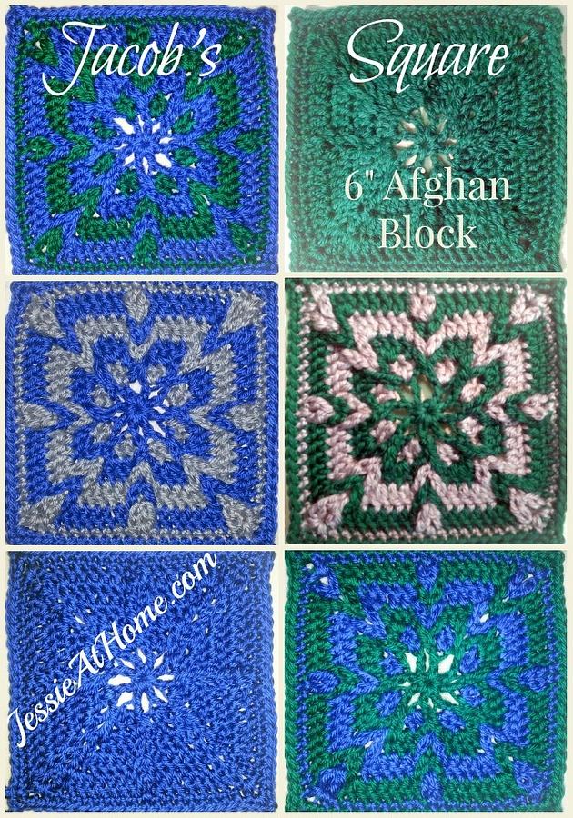 Jacob’s Square ~ 6″ afghan square