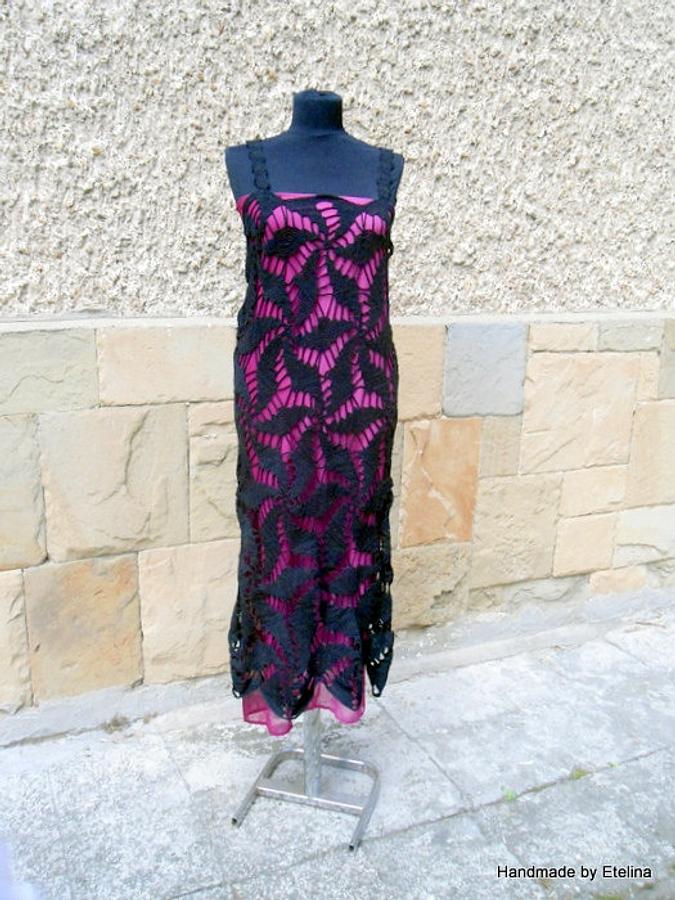 Crochet Black Dress, Black Long Dress, Black Cocktail Dress Exclusive, Lace Dress, 