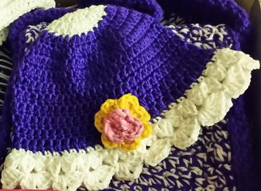 Little Sophia Happy Purple & White Crochet set