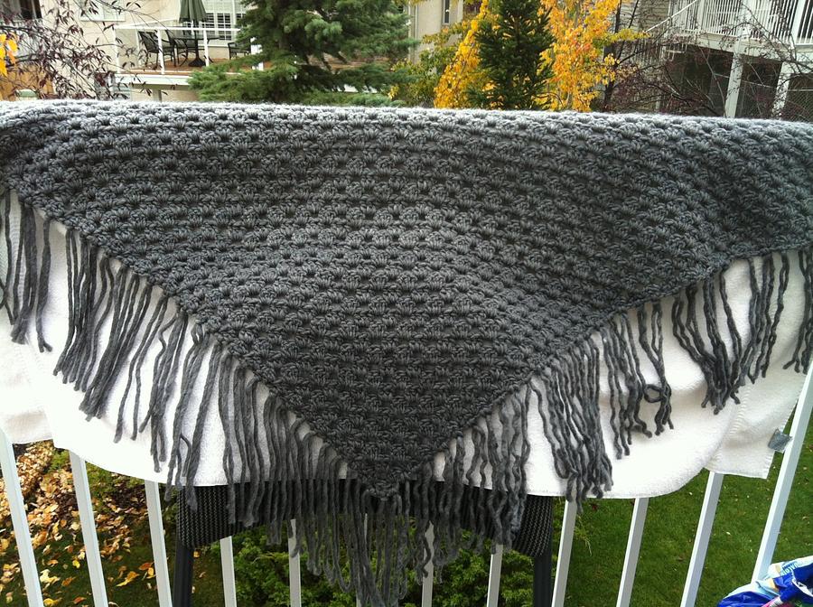 Grey Fringed Shawl/Scarf