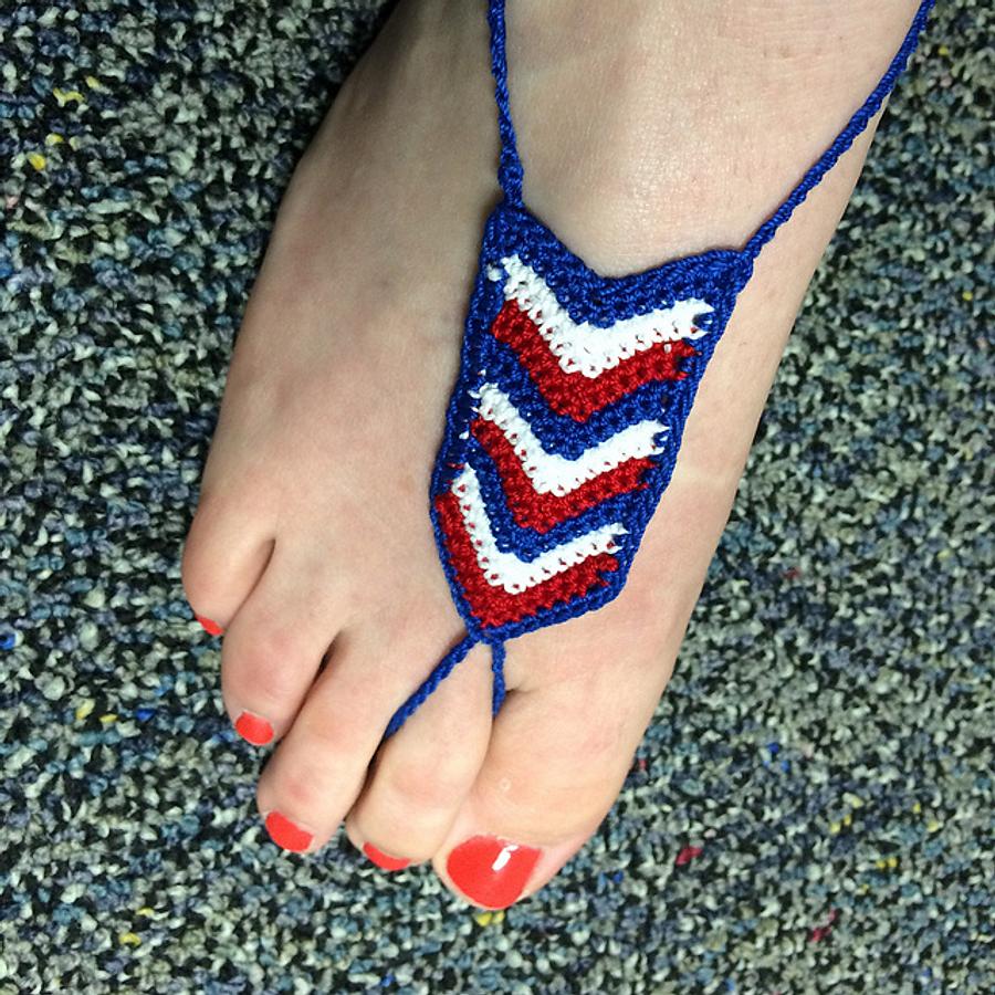 Red, White and Blue Chevron Barefoot Sandal