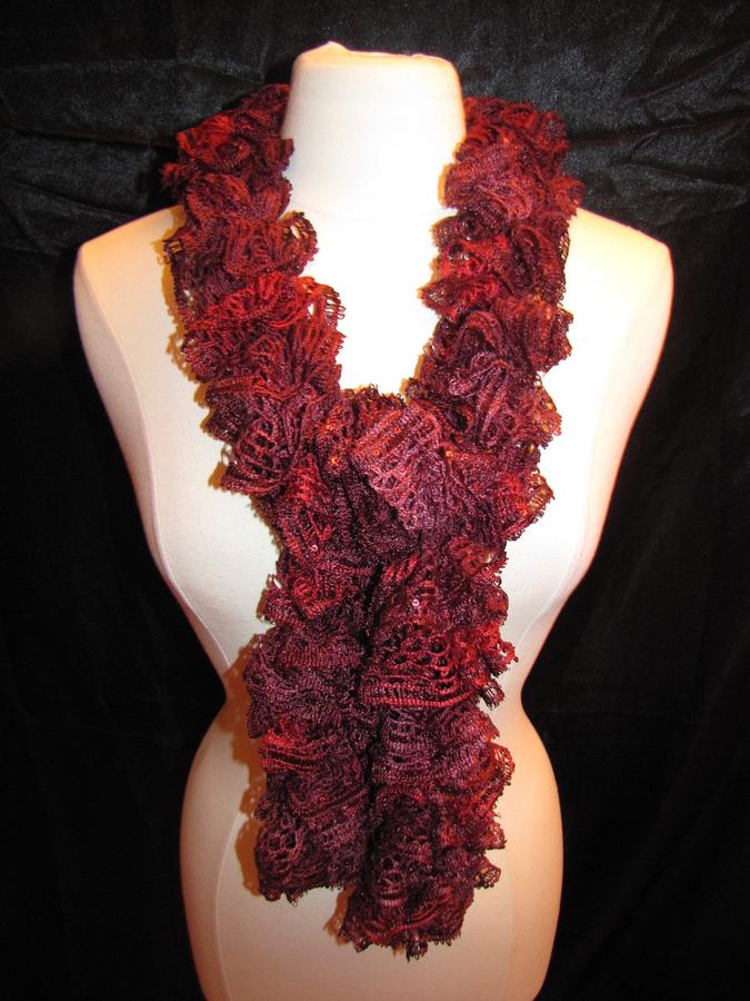 Boutique Ruffle Sequins Scarf - Cabernet