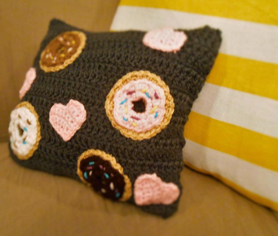 Kawaii Donut and Heart Pillow