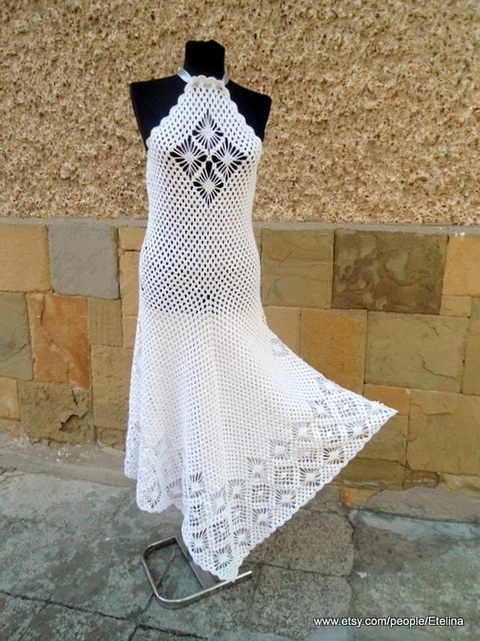 Wedding Dress, Bohemian Clothing, Bridal Crochet Dress, Alternative Wedding Dress