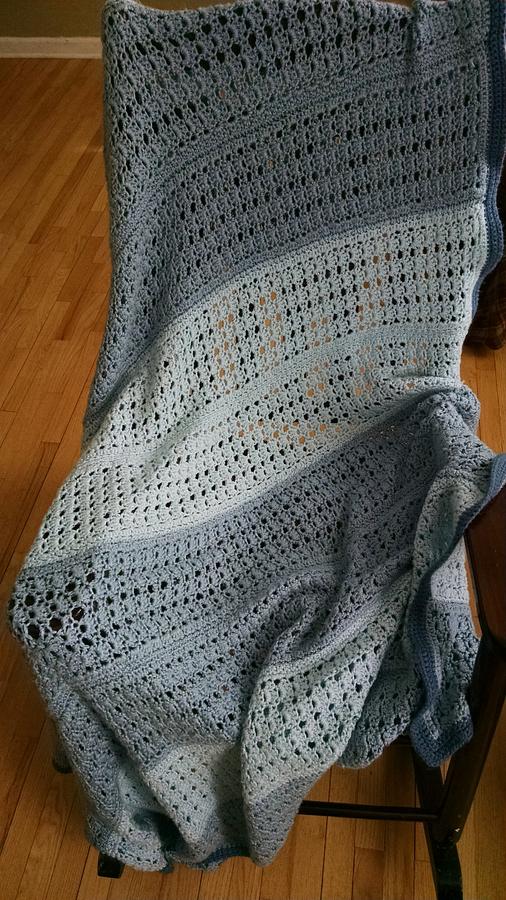 shell stitch striped afghan