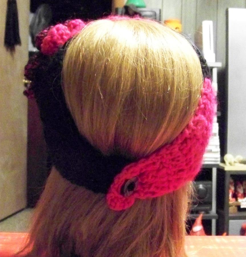 Hot pink and black earwarmer