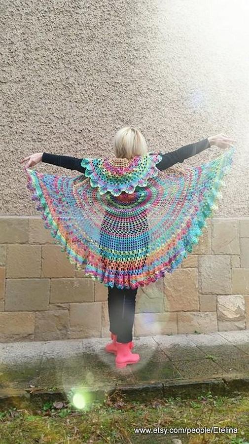 Crochet Bohemian Vest, Rainbow Bohemian Vest, Multicolor Festival, Hippie Bolero