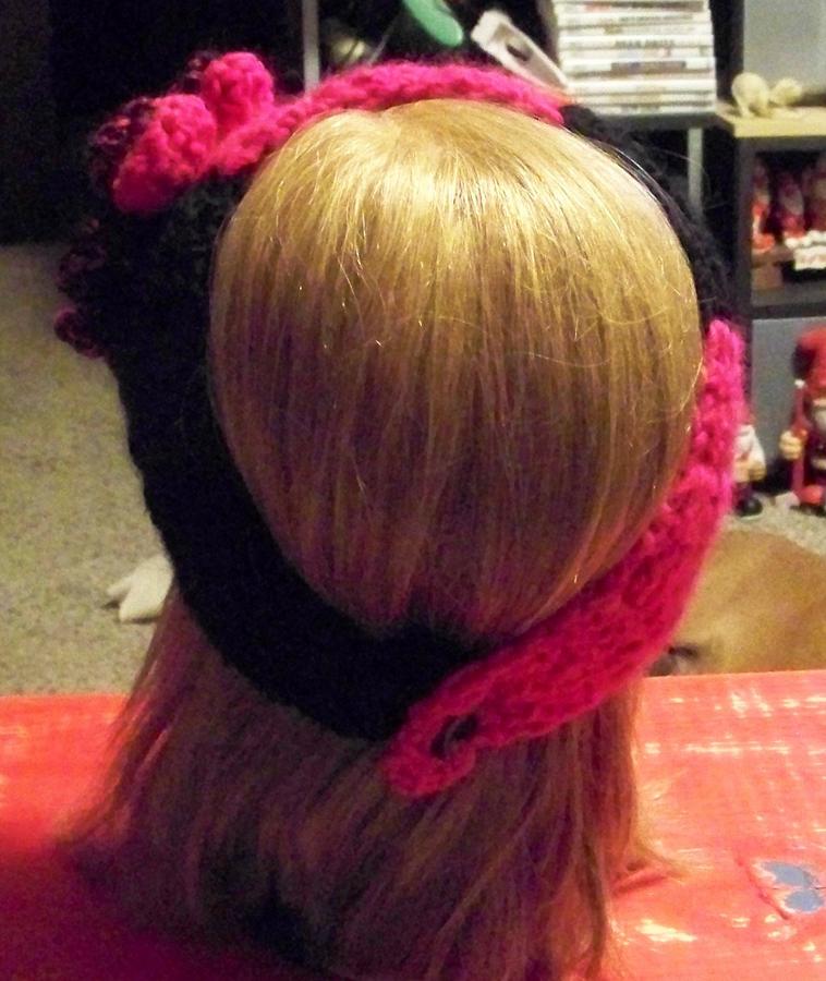 Hot pink and black earwarmer