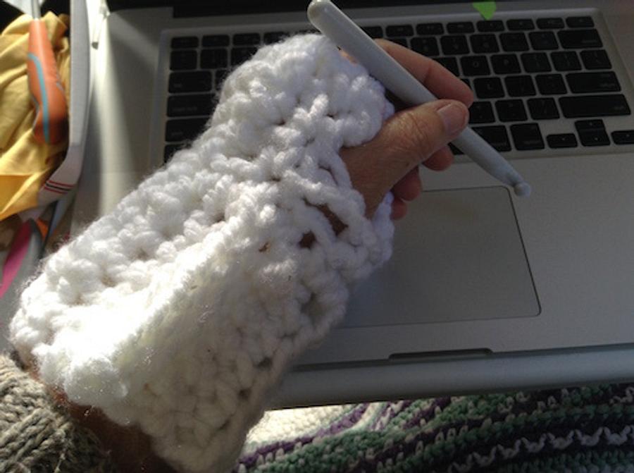 Snowflake Scarf & Fingerless Gloves