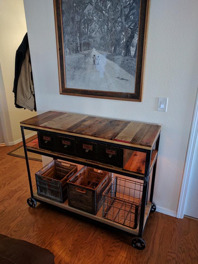 Steampunk Industrial Rolling Sidetable