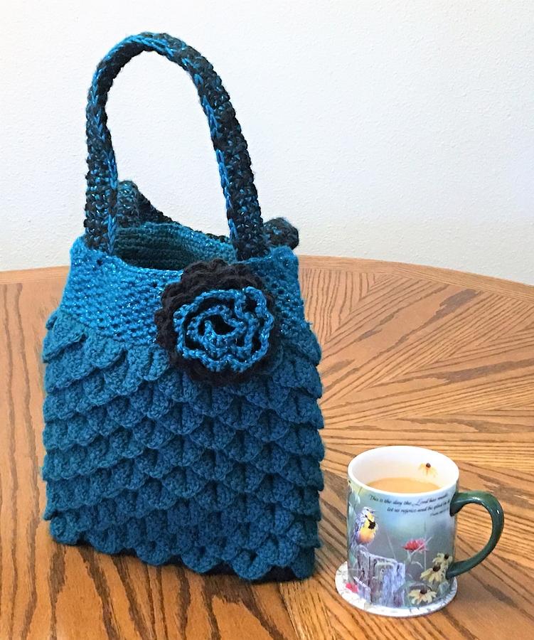 Teal Crocodile Stitch Ladies Bag