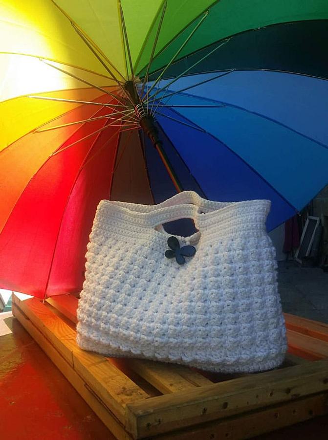 Crochet Bag, White Bag, Crochet Bag, Summer Bag, Cotton Tote, Crochet Handbag, Beach Bag, 