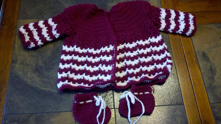 baby sweater; booties