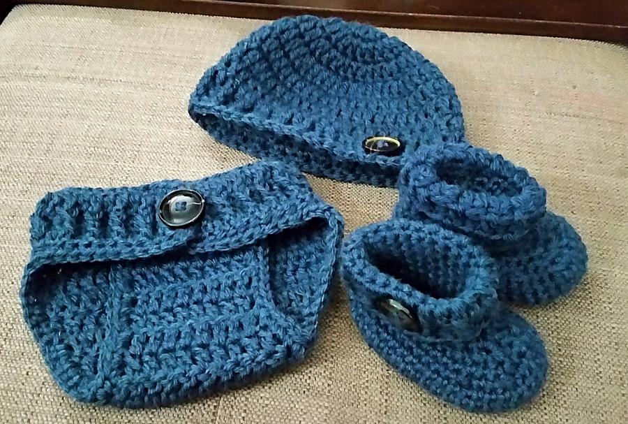 Sweet Little Diaper Cover, Hat & Bootie Set