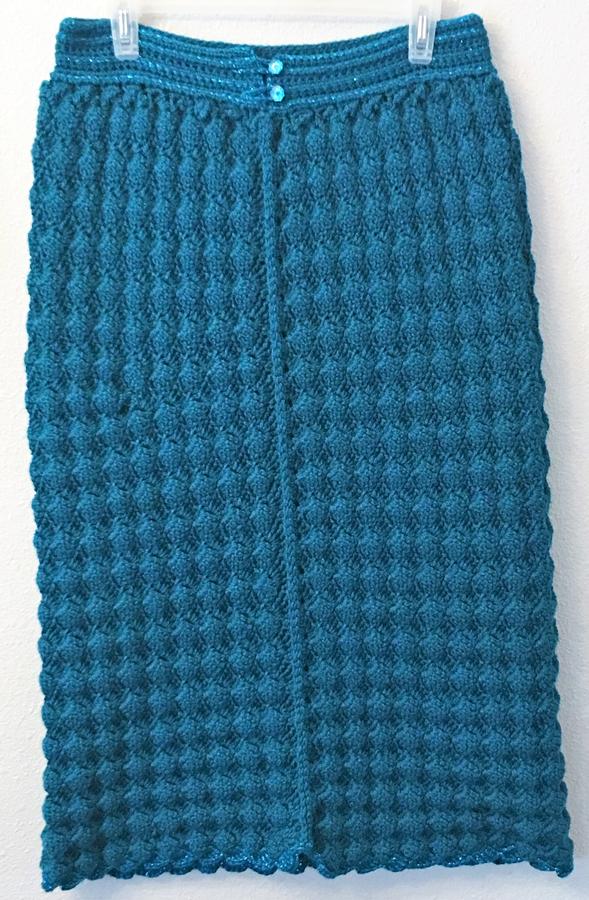 Ladies Teal Shell Stitch Cardigan and Skirt