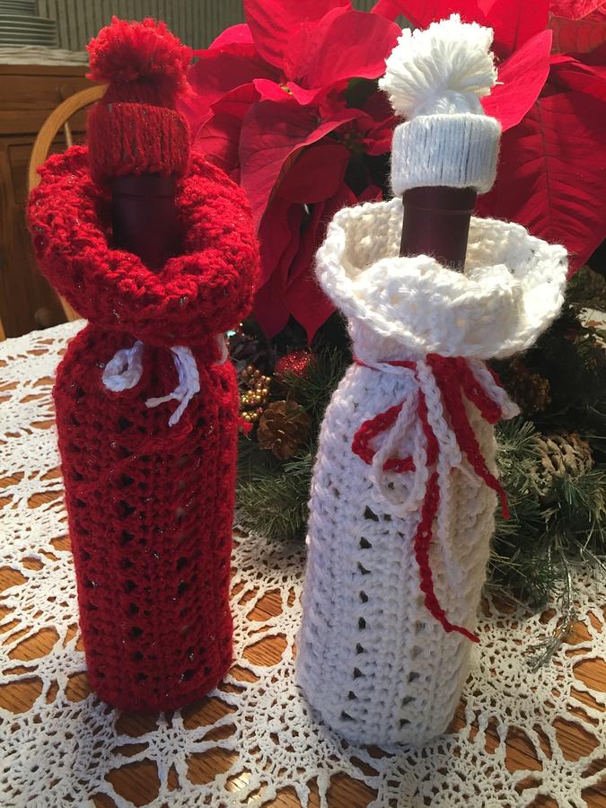 Crocheted wine bottle covers