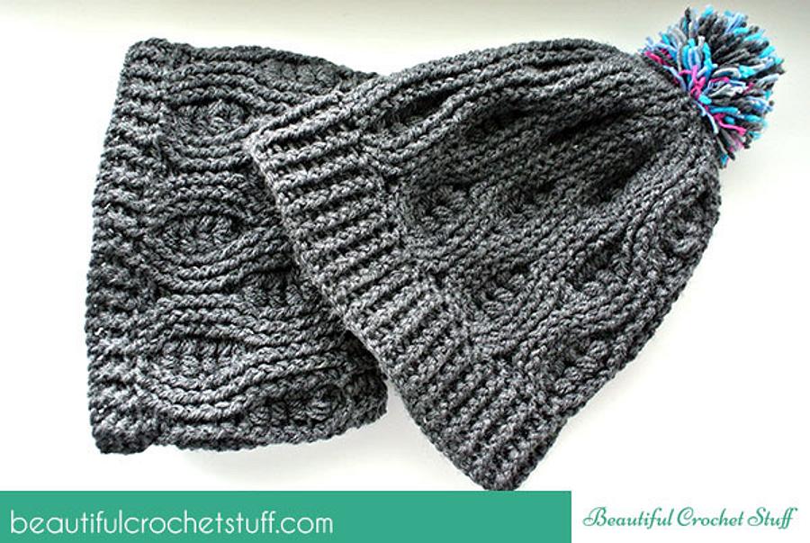 Crochet Infinity Scarf And Crochet Beanie