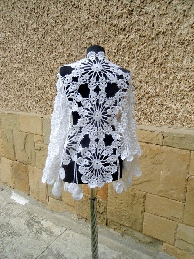 Wedding Shawl, Bridal White Shawl, Lace Bridesmaid Fashion, Crochet Wedding Cape