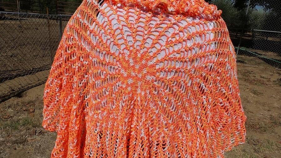 Varigated orange Wedding shawl